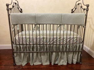 Sage Linen Gender Neutral Baby Bedding, Girl Crib Bedding, Boy Crib Bedding, Crib Rail Cover
