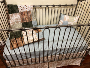 Farm House Boy Baby Bedding, Cowhide Nursery Bedding, Patchwork blanket, Crib Rail Cover
