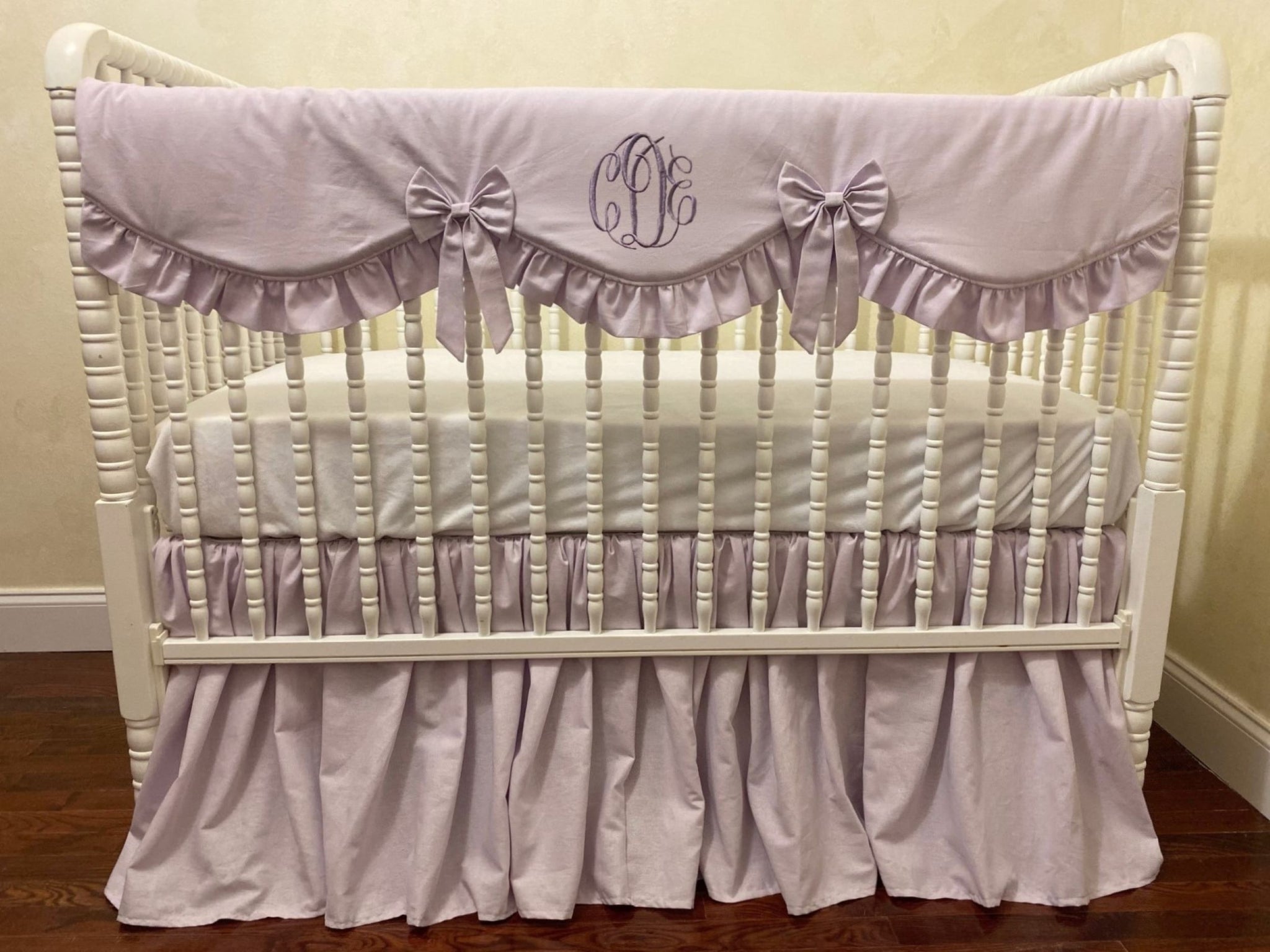 Lavender Linen Crib Bedding, Girl Baby Bedding, Girl Crib Bedding, Crib Rail Cover, Linen Crib Skirt