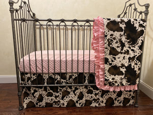 Baby Girl Western Crib Bedding, Pony Hide, Cow Hide Baby Bedding