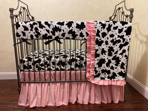 Baby Girl Cow Hide Crib Bedding