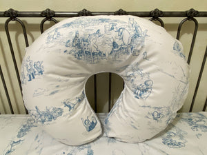 Blue Winnie the Pooh Toile Nursing Pillow Cover