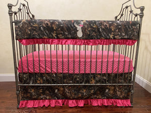 Girl Crib Bedding, Hot Pink Camouflage Baby Bedding