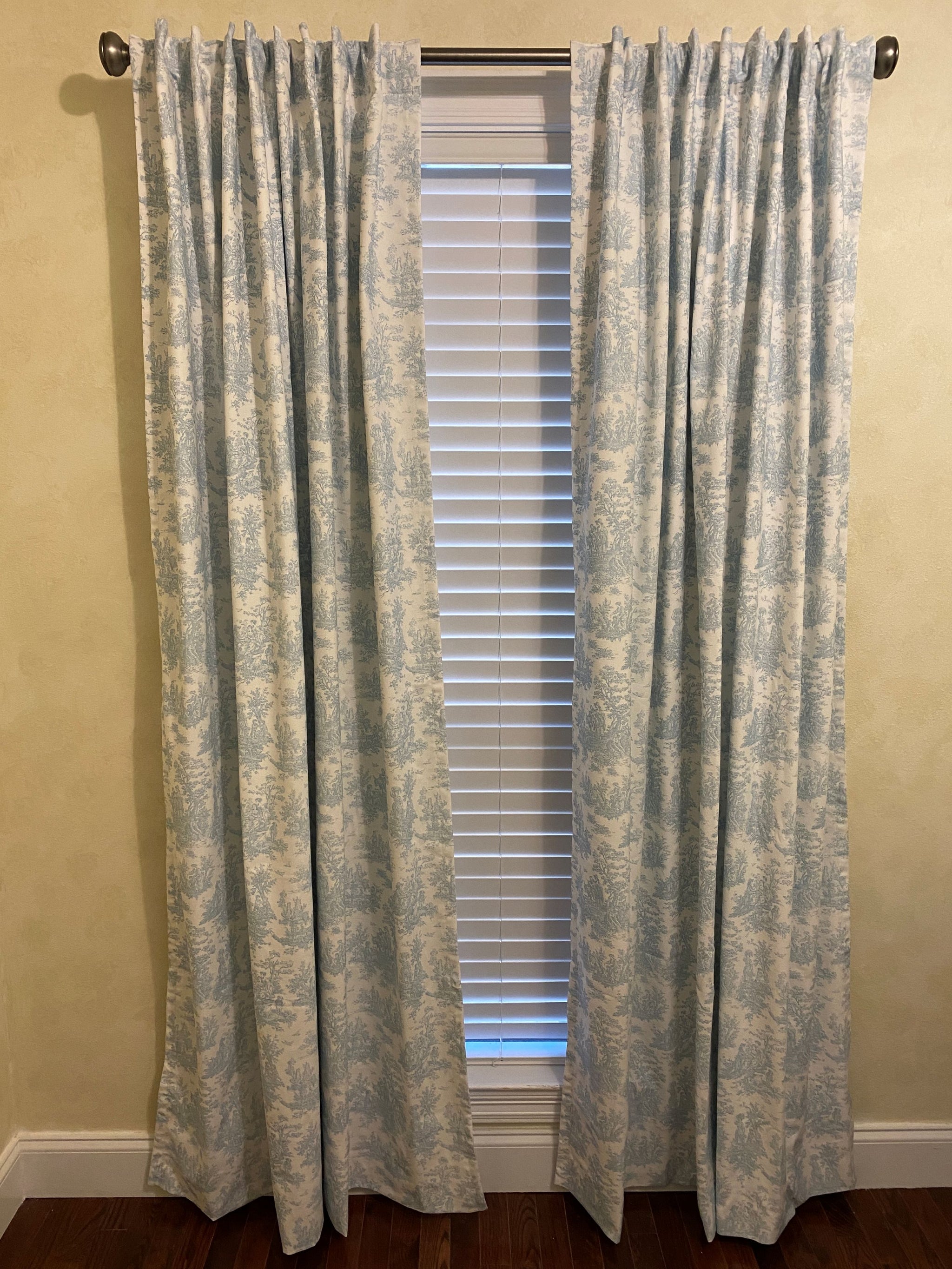 Blue Toile Curtain Panels