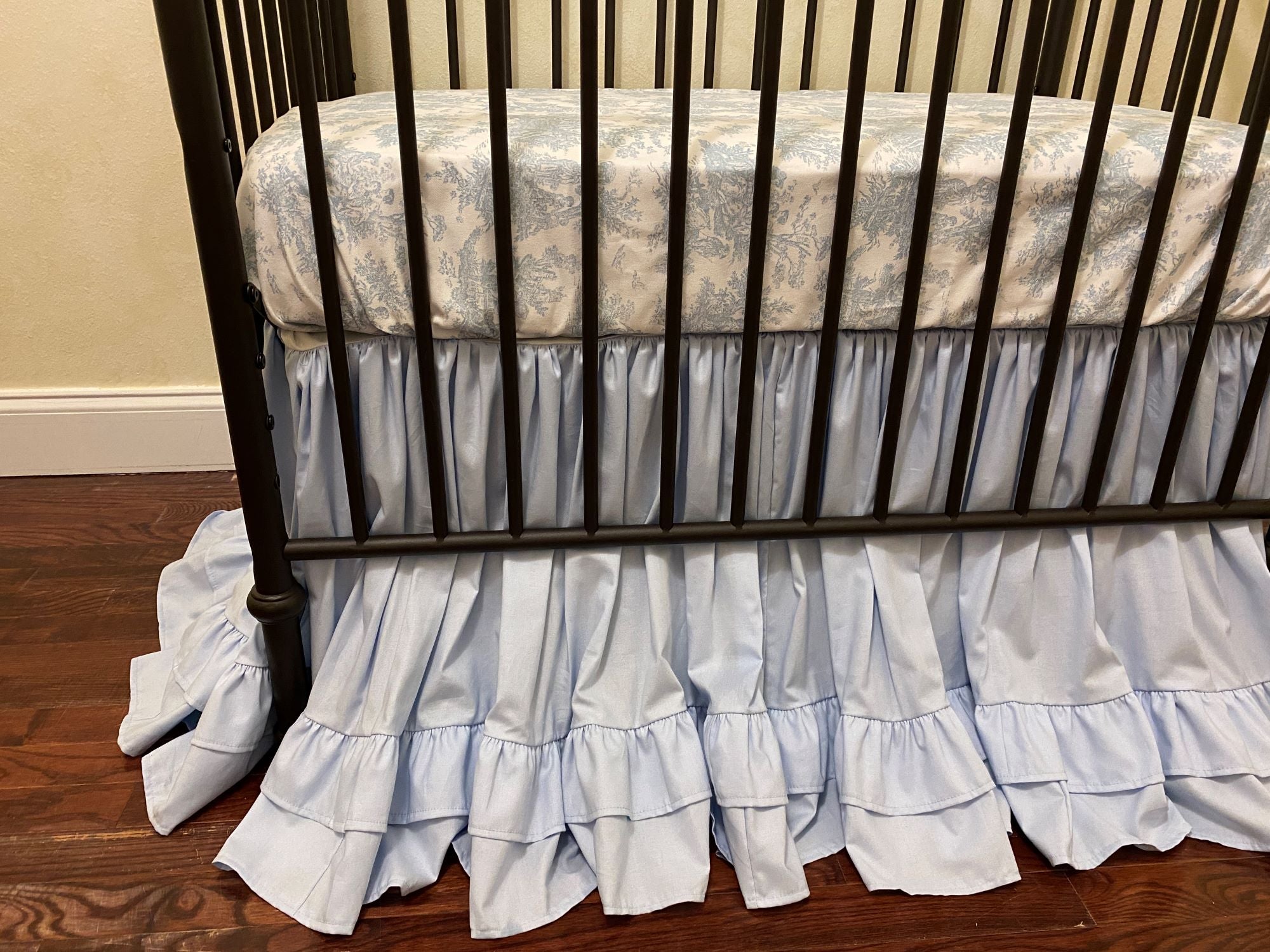 Gathered Cotton Crib Skirt with Double Ruffle - Choose Your Colors