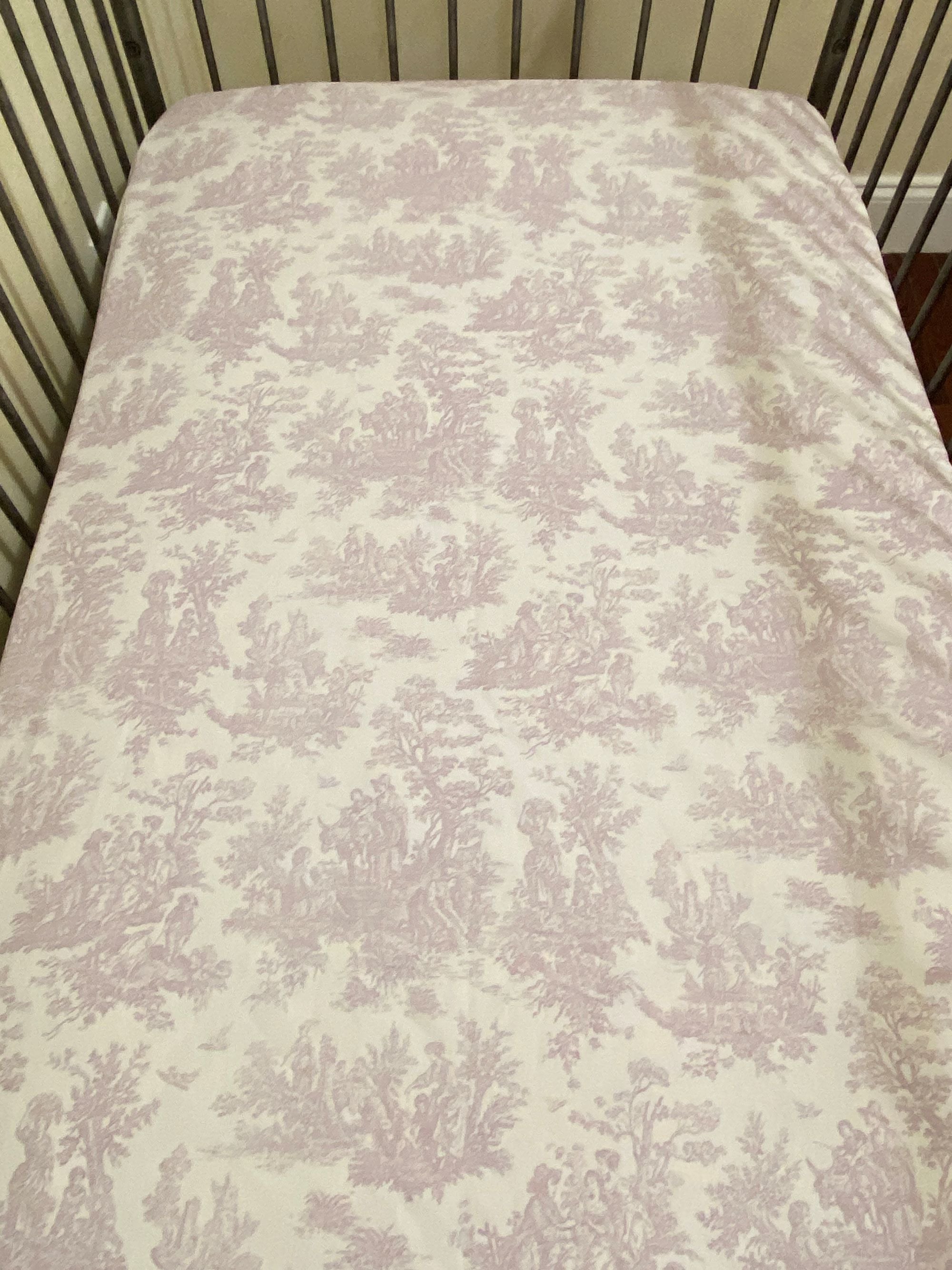 Crib Sheet - Lavender Toile Cotton Crib Sheet