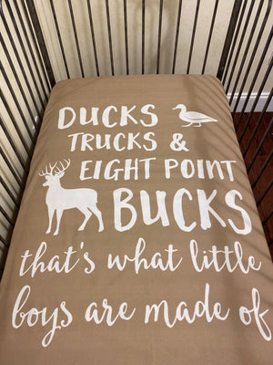 Crib sheet & Blanket Set- Ducks, Trucks, and Bucks Woodland Nursery