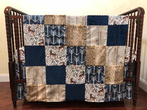 Crib Sheet & Blanket Set- Woodland Patchwork Blanket, Wolf Baby Blanket, Wolf Crib Sheet, Woodland Crib Bedding