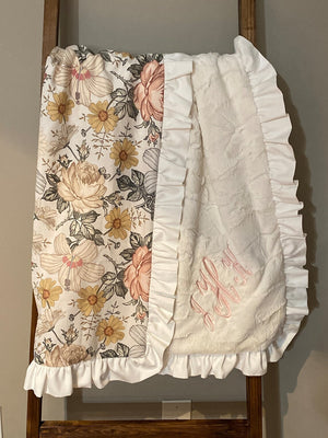 Baby Girl Vintage Floral Crib Sheet & Baby Blanket Set