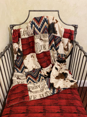 Western Cowboy Crib Sheet & Blanket Set - Cowboy Baby Bedding, Western Crib Bedding, Toddler Bedding