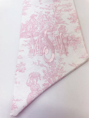 Personalized Baby Swaddle Bow Sash, Pink Toile, Blue Toile,  Gray Toile, Choose Your Color