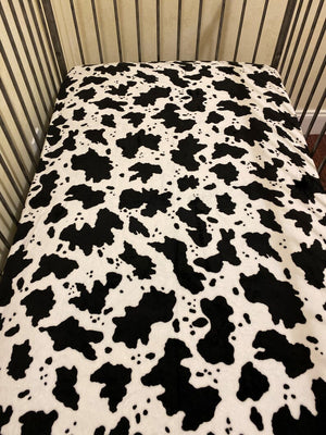 Baby Girl Cow Hide Crib Sheet & Baby Blanket Set - Choose Your Accent Color