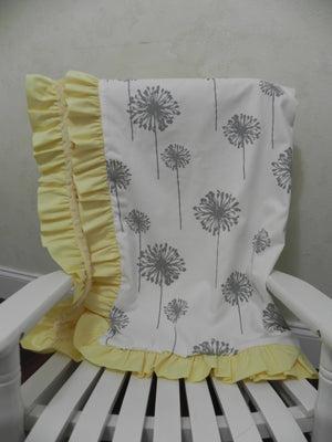 Yellow and Gray Girl Baby Bedding Set Adalys Yellow - Girl Crib Bedding, Crib Rail Cover with Ruffled Skirt