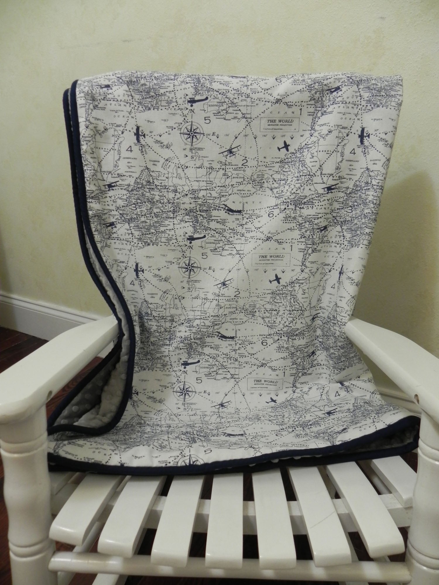 Blue and White Baby Boy Airplane Crib Bedding
