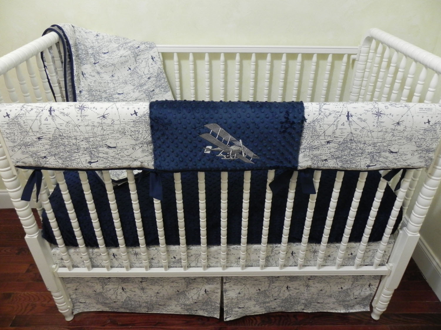 Blue and White Baby Boy Airplane Crib Bedding