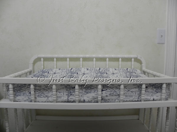 Changing Pad Cover - Navy & White Air Traffic Map