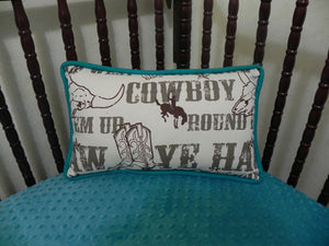 Cowboy with Teal Accent Pillow