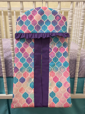Diaper Stacker - Hanger Style in Mermaid Tile with Purple