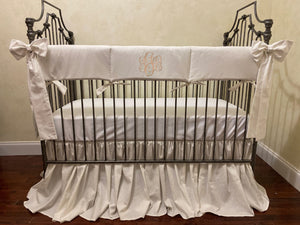 Ivory Linen Crib Bedding Set - Gender Neutral Baby Bedding, Girl Crib Bedding, Boy Crib Bedding