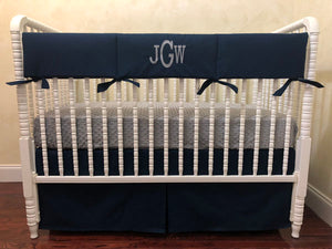 Navy Boy Baby Bedding Set- Boy Crib Bedding, Crib Rail Cover Set