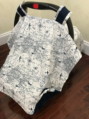 Car Seat Cover - Navy Air Traffic Map with Navy