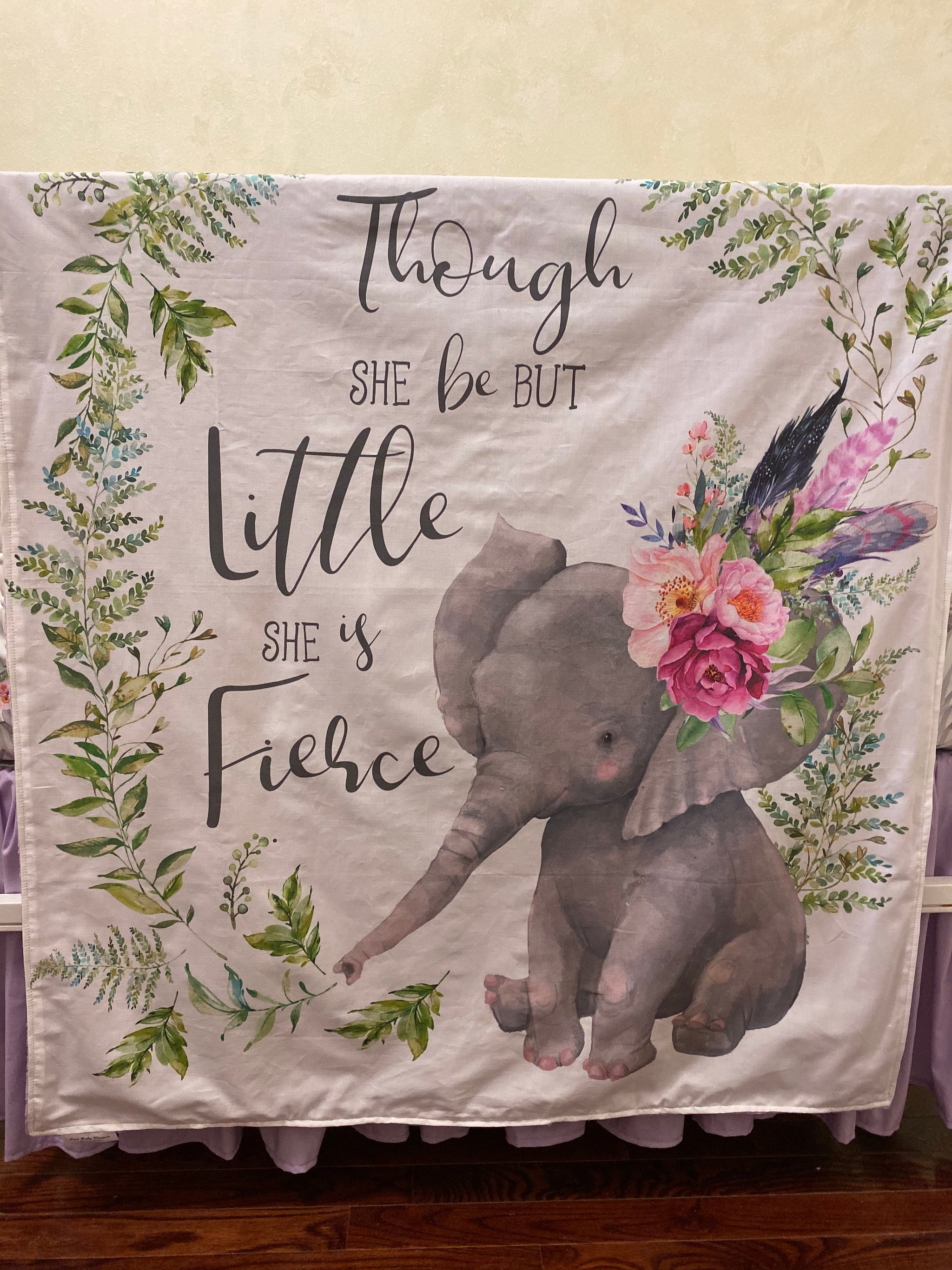 Boho Floral Elephant Mini Crib Bedding - Girl Baby Bedding, Girl Mini Crib Bedding