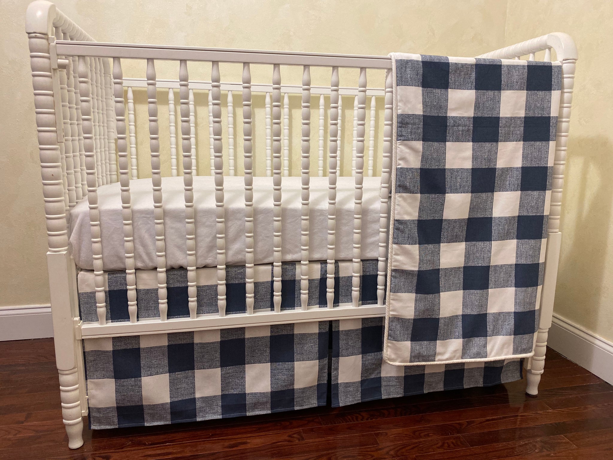 Navy Buffalo Check Baby Bedding - Navy Buffalo Plaid Crib Bedding