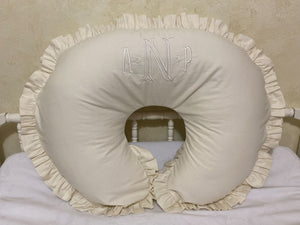 Ivory Cotton Nursing Pillow Cover with Ruffle