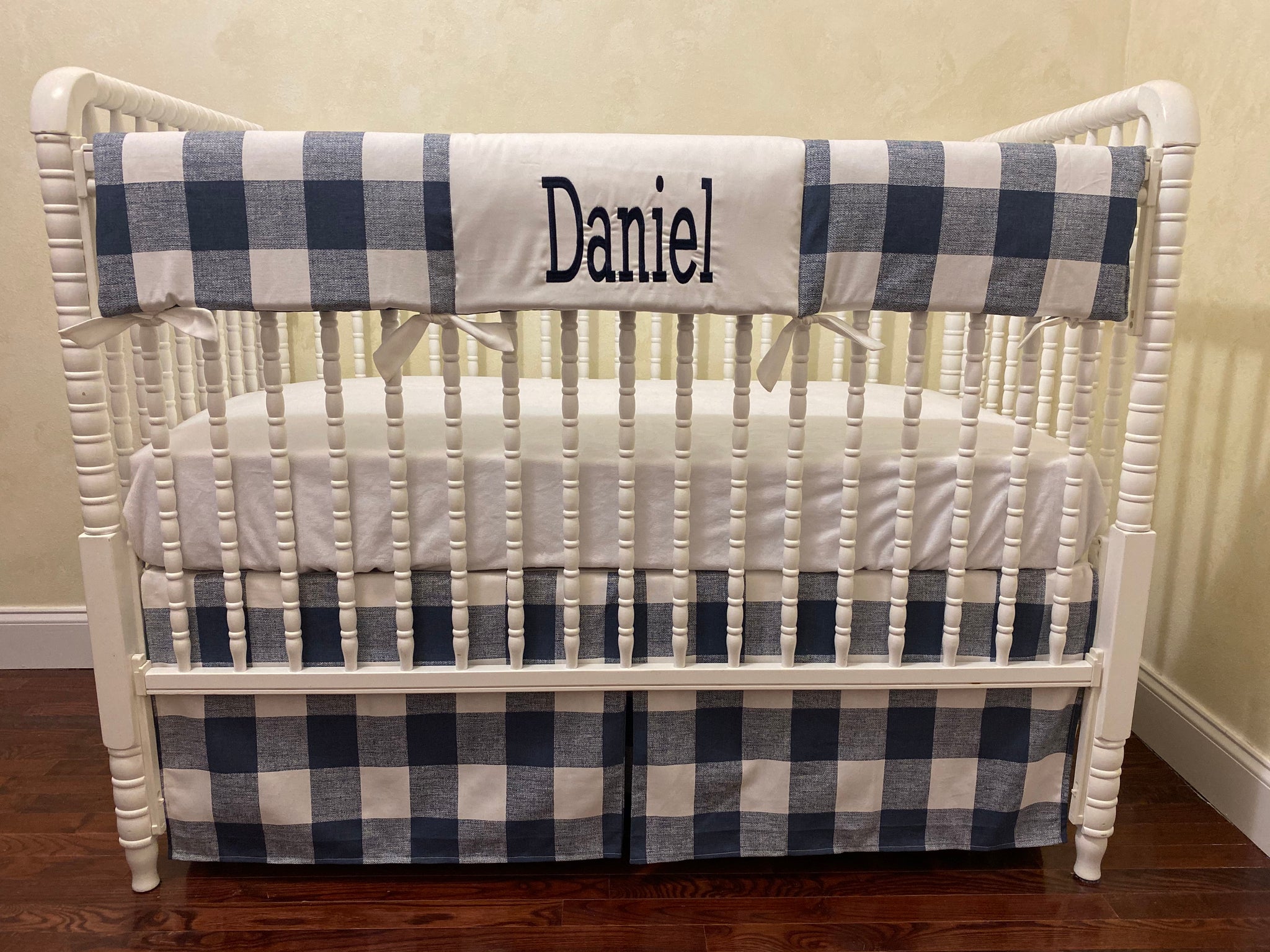 Navy Buffalo Check Baby Bedding - Navy Buffalo Plaid Crib Bedding