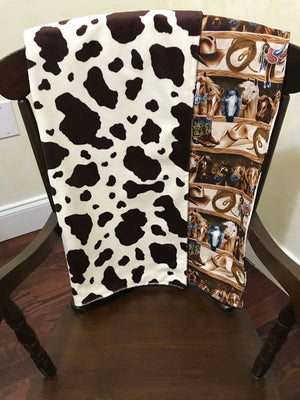 Car Seat Blanket - Rodeo Horses with Pony Minky