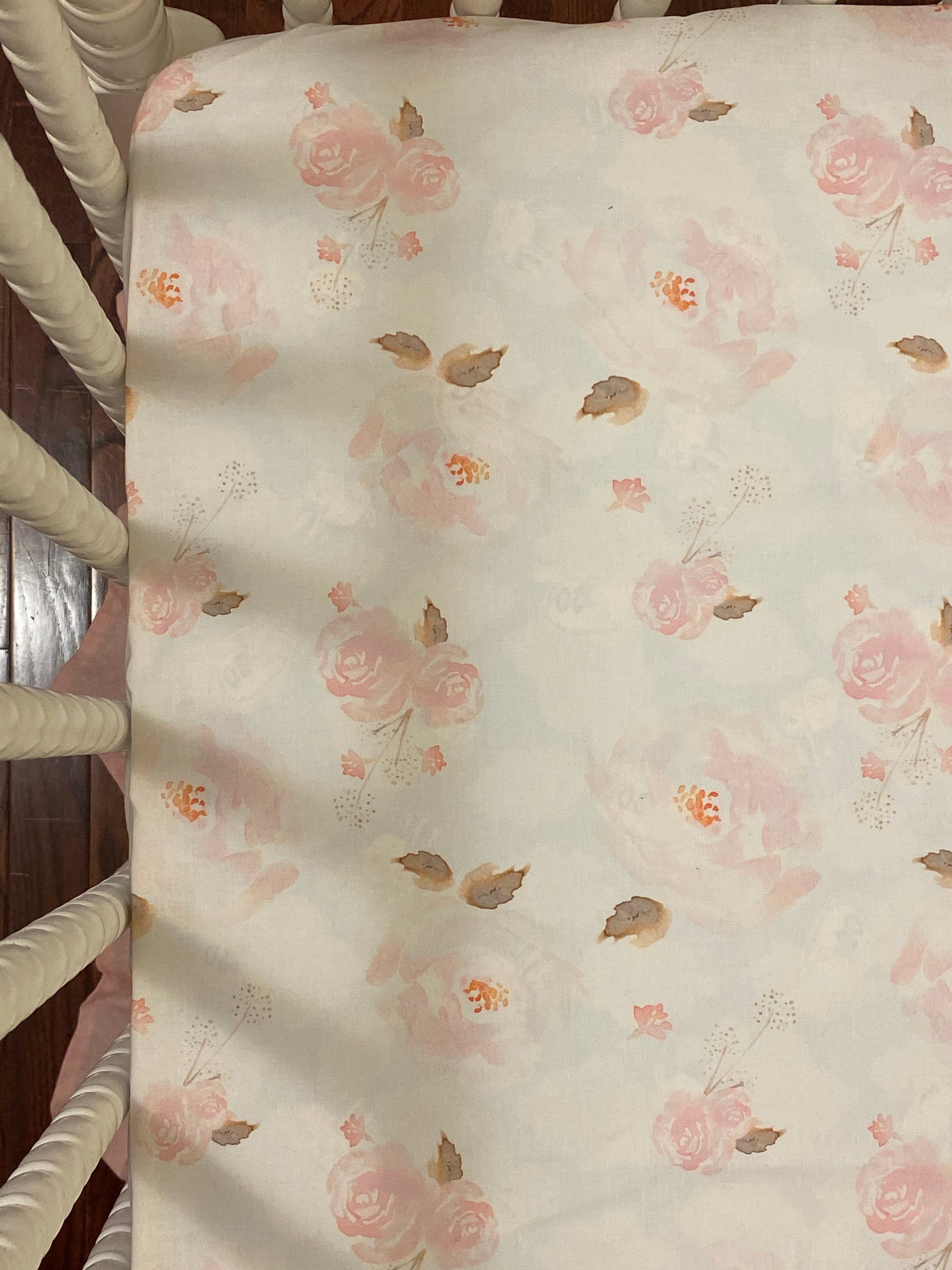 Blush Pink Linen Crib Bedding - Girl Baby Bedding, Crib Rail Cover, Linen Crib Skirt