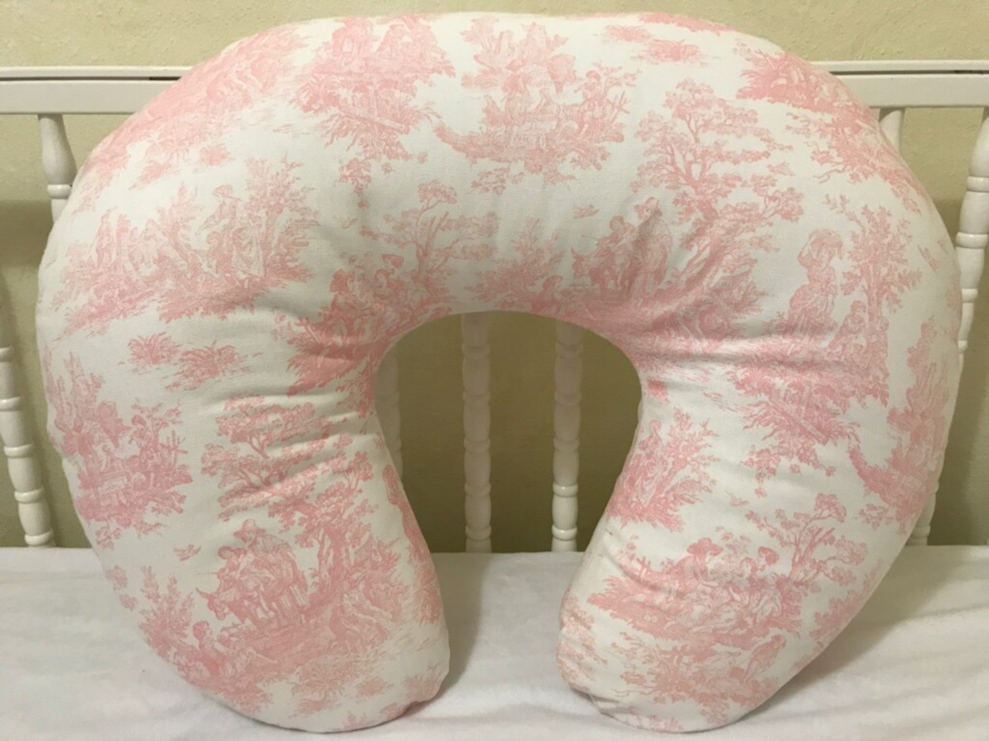 Pink Toile Nursing Pillow Cover, Baby Girl Nursing Pillow Cover