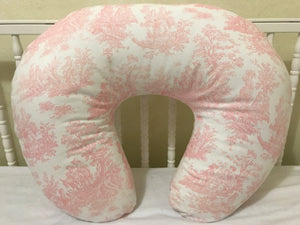 Pink Toile Nursing Pillow Cover, Baby Girl Nursing Pillow Cover