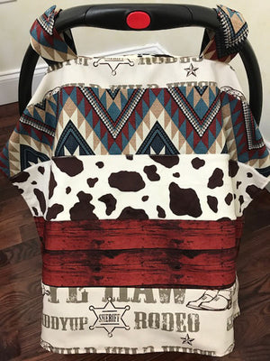 Car Seat Canopy Cover - Cowboy with Western Prints