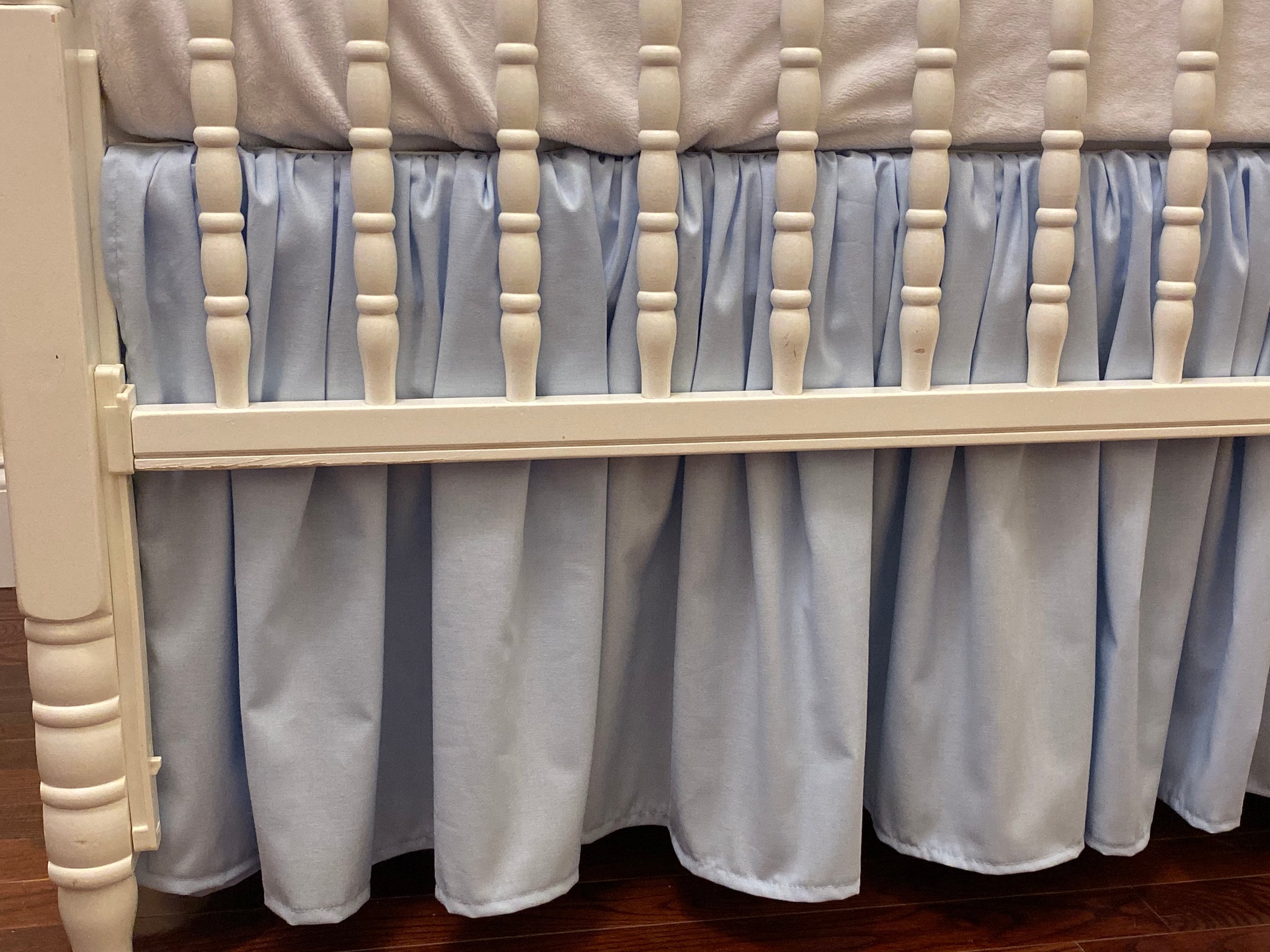 Light Blue and White with Navy Baby Boy Crib Bedding, Crib Rail Cover
