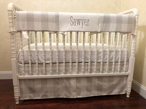 French Gray Buffalo Check Baby Bedding Set Sawyer- Gray Buffalo Plaid Crib Bedding Set