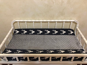 Changing Pad Cover - Navy Buck with Gray Minky Dot