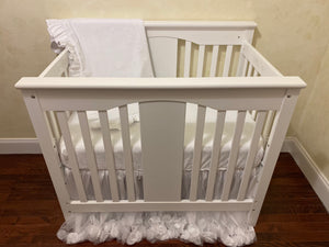 White Mini Crib Bedding Set - Girl Baby Bedding, Princess Mini Crib Bedding