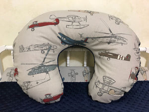Airplane and Navy Minky Dot Nursing Pillow Cover