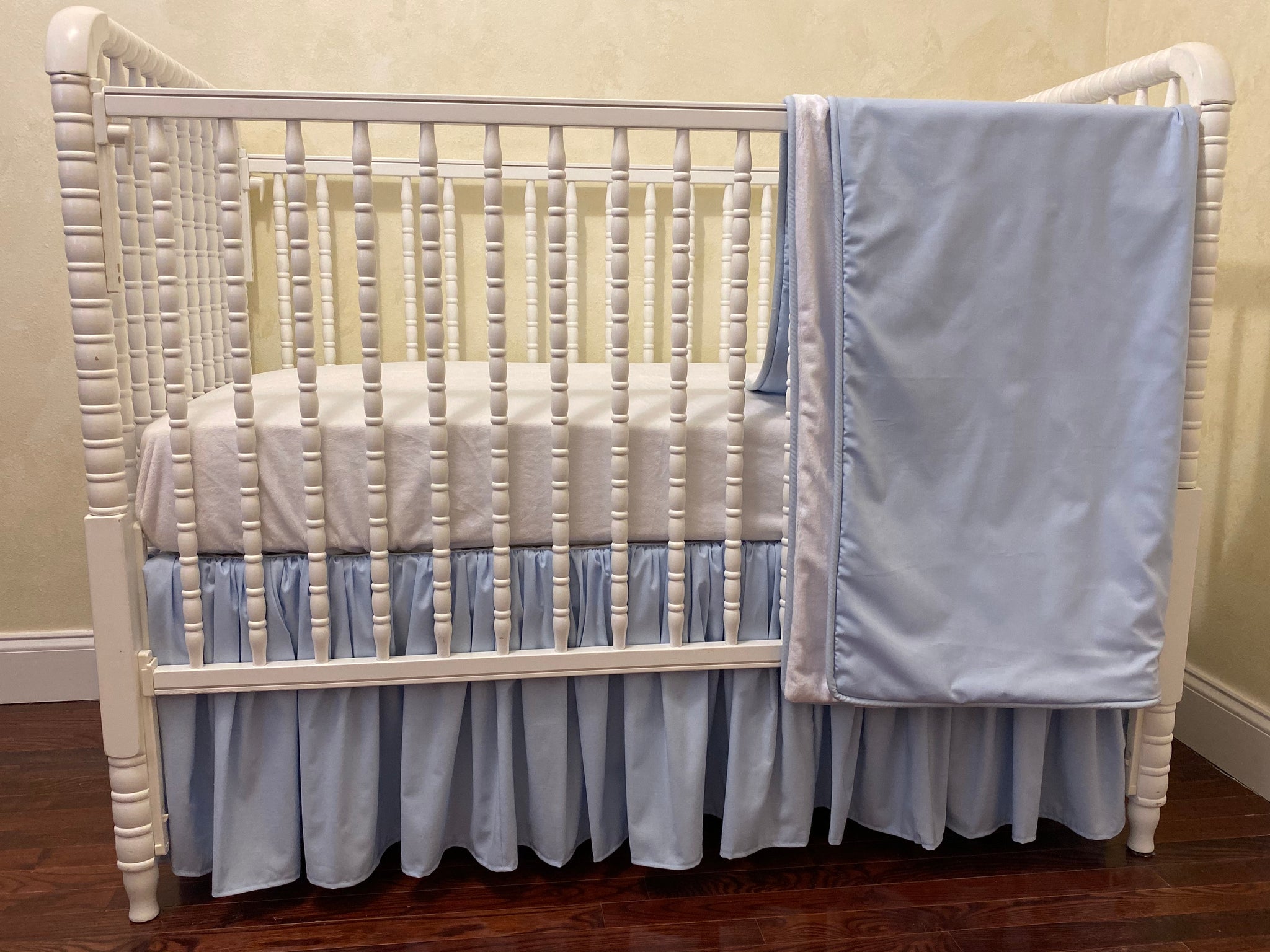 Light Pale Blue Boy Baby Crib Bedding - Boy Crib Bedding, Crib Rail Cover