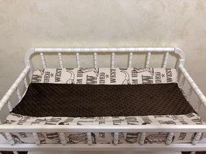 Changing Pad Cover - Cowboy Print with Brown Minky Dot