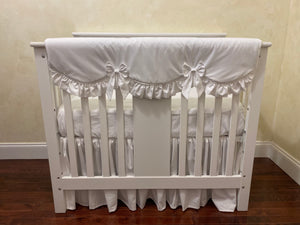 White Baby Girl Mini Crib Bedding Set - Girl Mini Crib Baby Bedding, White Mini Crib Bedding