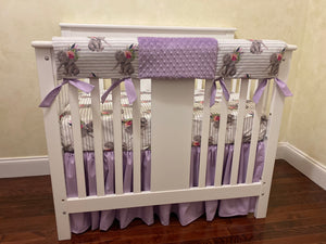 Boho Floral Elephant Mini Crib Bedding Set - Girl Baby Bedding, Girl Mini Crib Bedding
