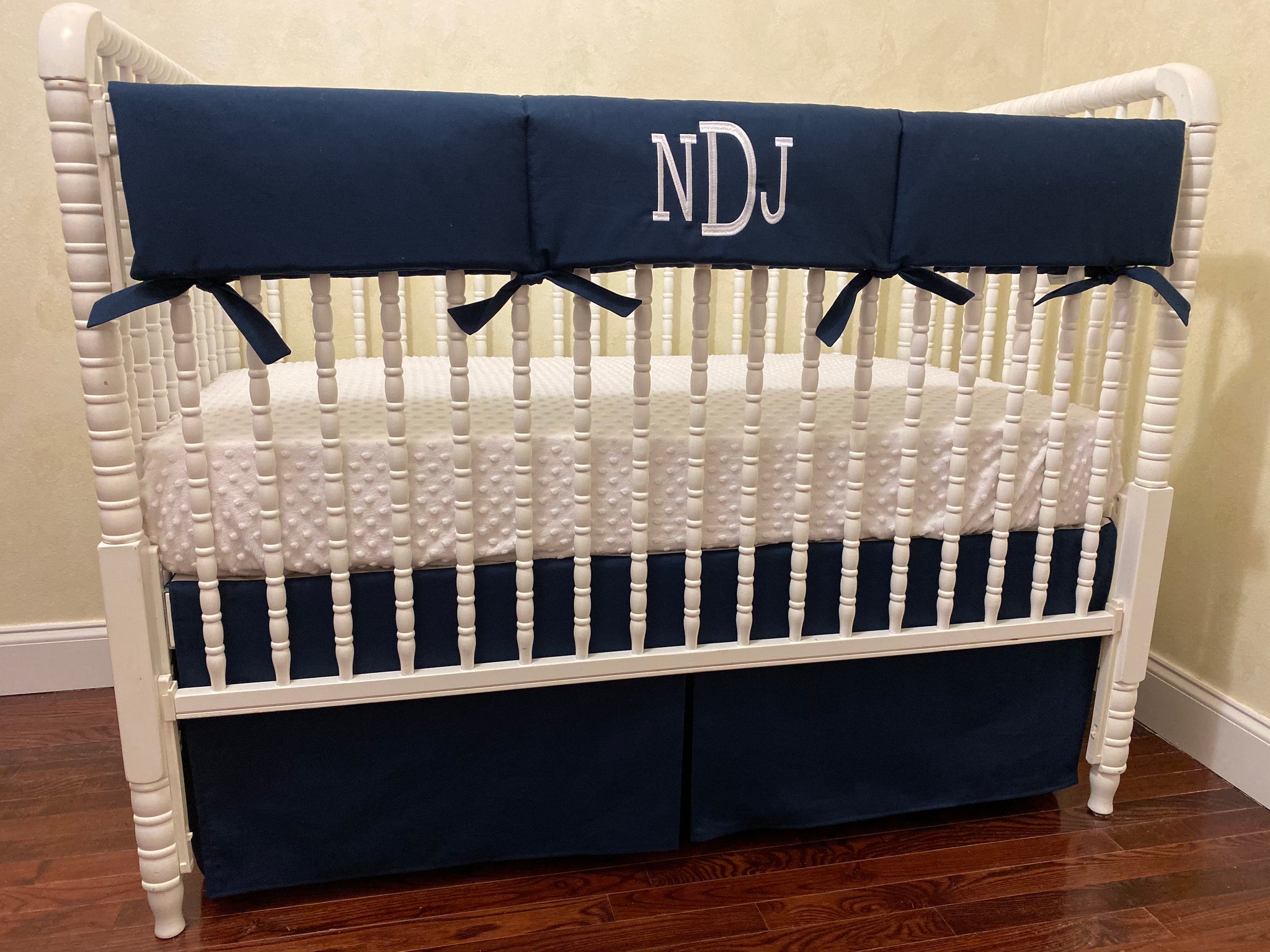 Navy with White Boy Baby Bedding, Boy Crib Bedding, Crib Rail Cover