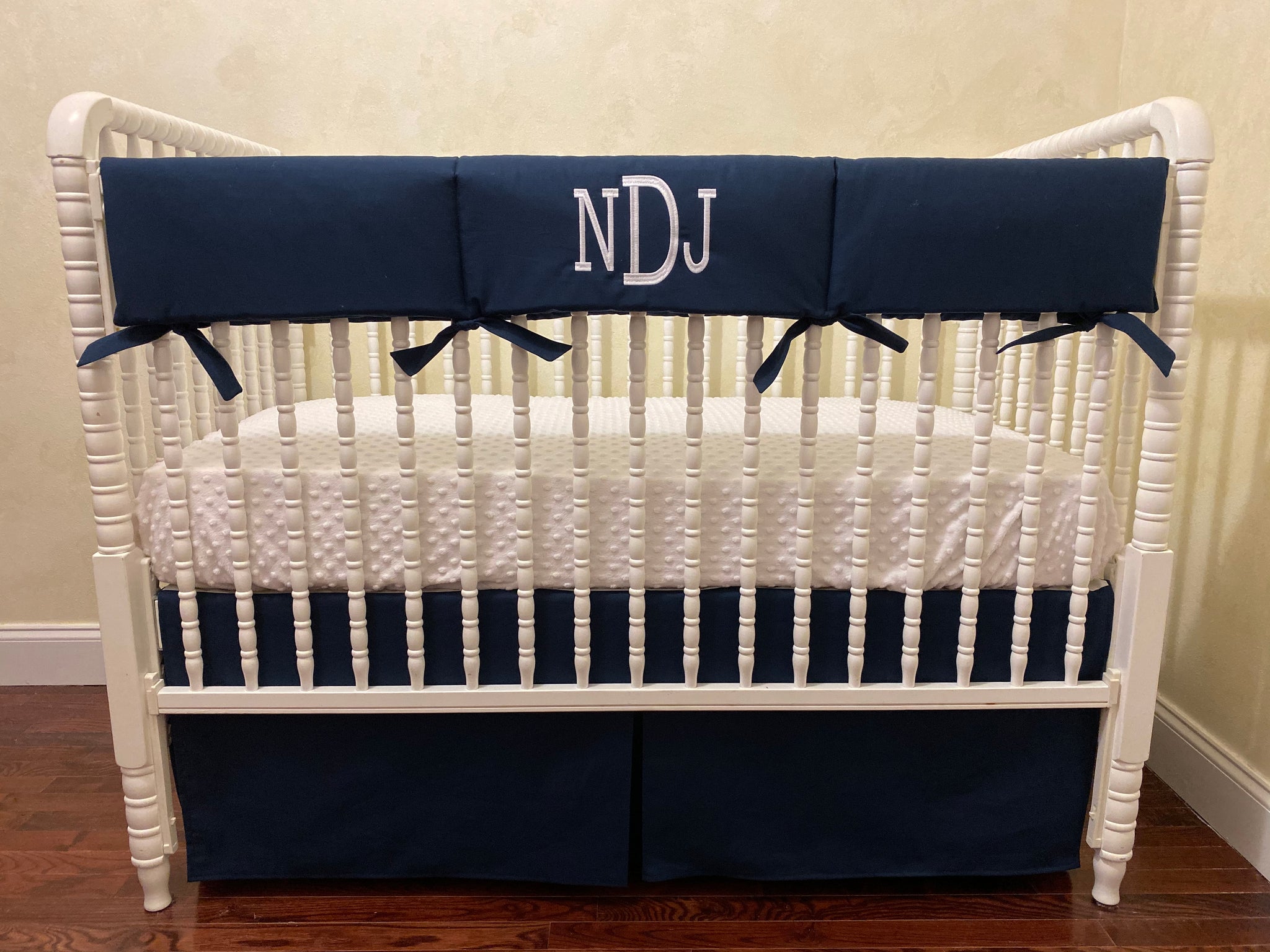Navy with White Boy Baby Bedding, Boy Crib Bedding, Crib Rail Cover