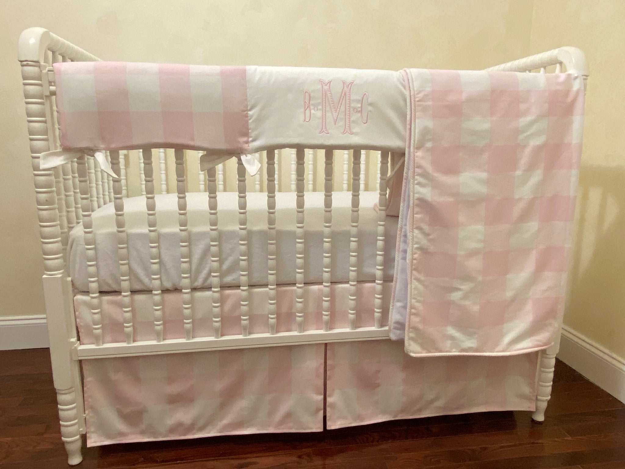 Pink Buffalo Plaid Girl Baby Bedding - Buffalo Plaid Crib Bedding , Girl Crib Bedding, Crib Rail Cover