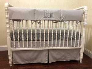 Gray Gender Neutral Baby Bedding Set Liam- Gender Neutral Crib Bedding, Boy Crib Bedding, Crib Rail Cover Set