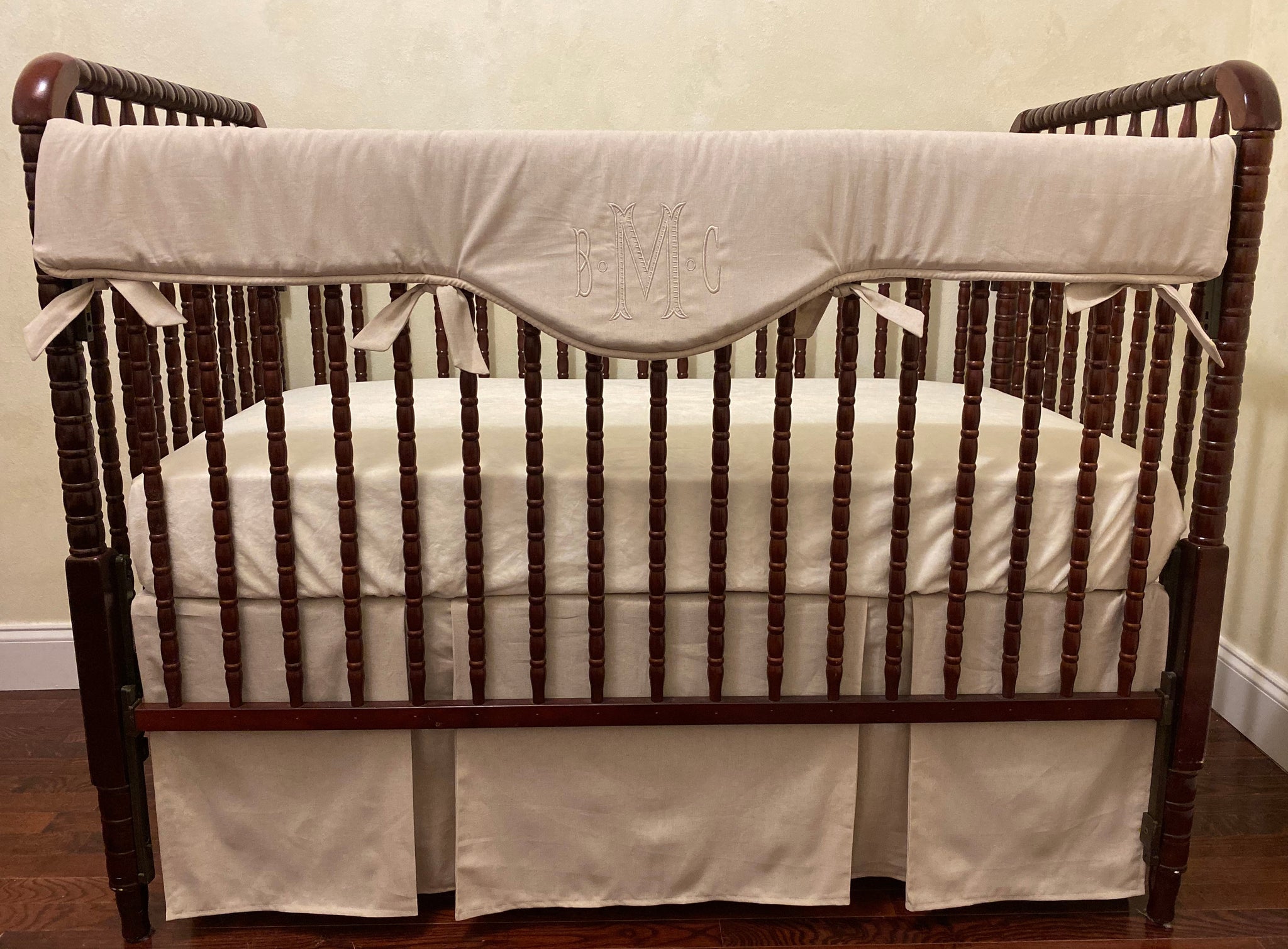Natural Linen Baby Bedding - Gender Neutral Crib Bedding, Boy Crib Bedding, Crib Rail Cover Set