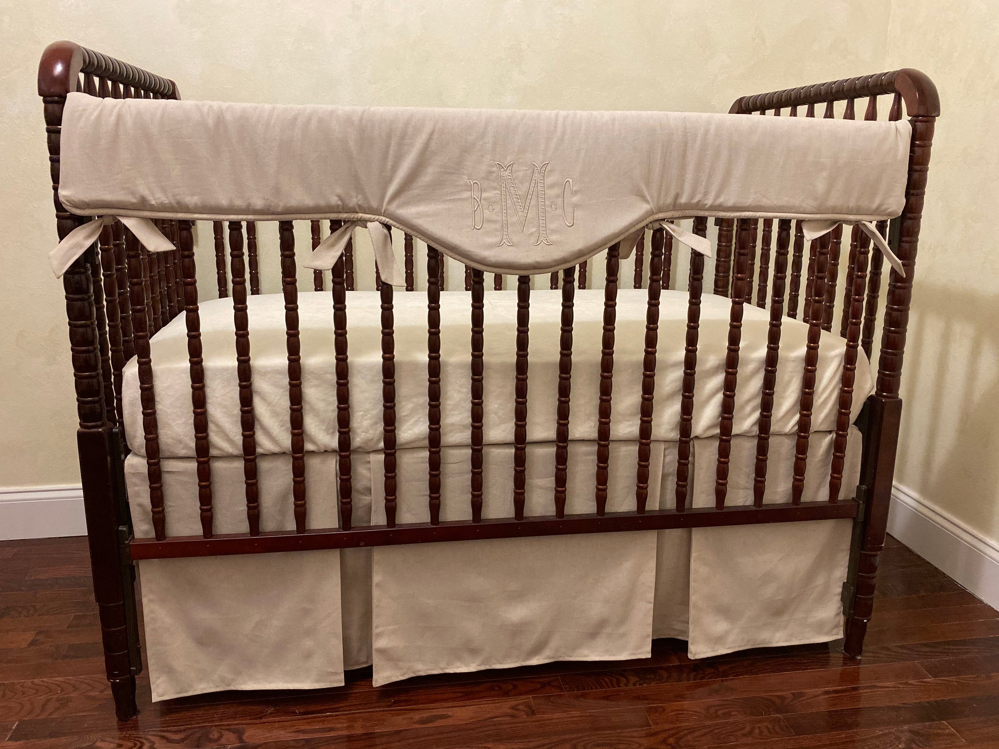 Natural Linen Baby Bedding - Gender Neutral Crib Bedding, Boy Crib Bedding, Crib Rail Cover Set