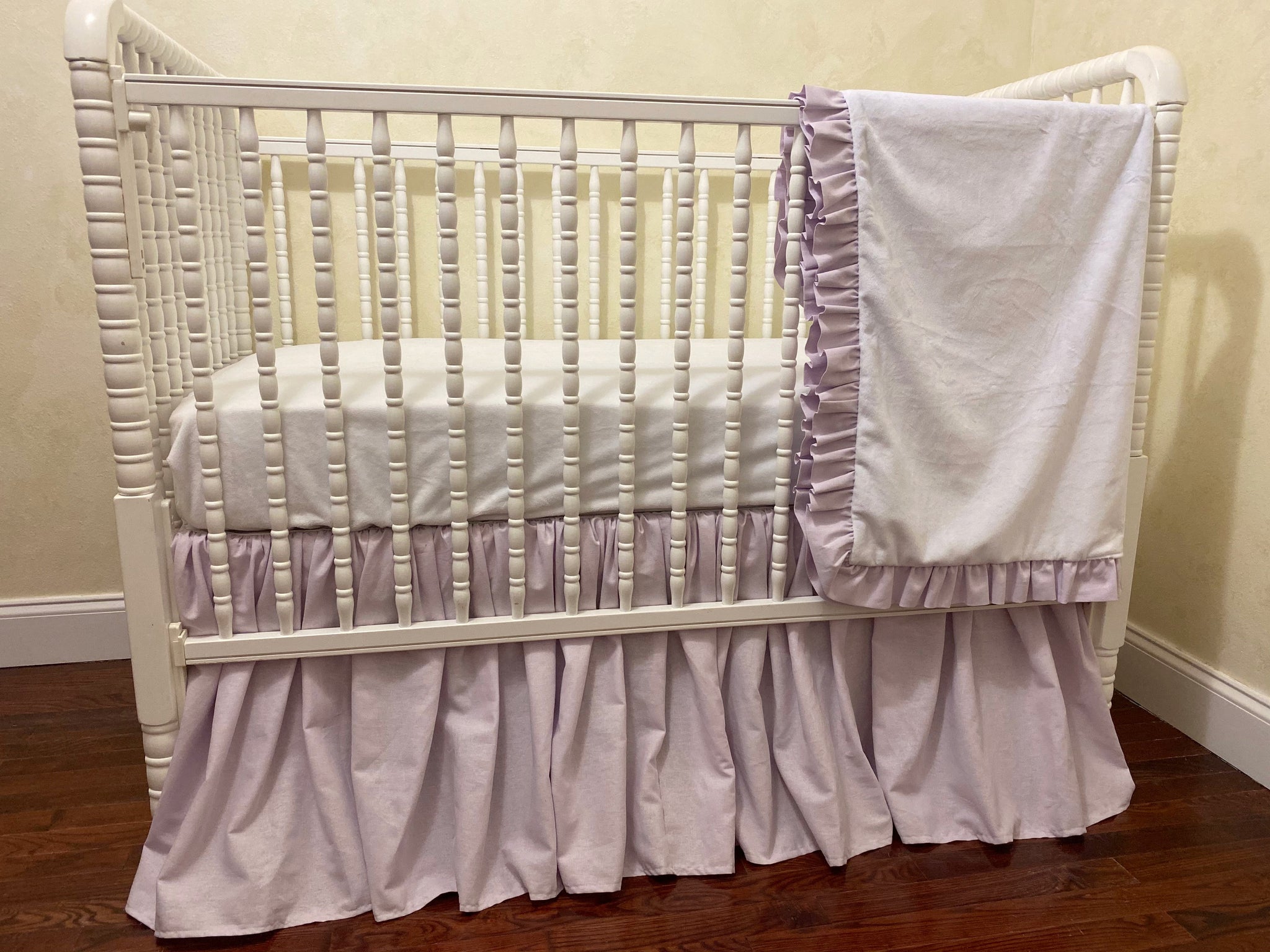 Lavender Linen Crib Bedding, Girl Baby Bedding, Girl Crib Bedding, Crib Rail Cover, Linen Crib Skirt